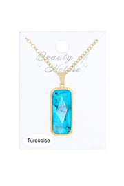 Turquoise Rectangle Pendant Necklace - GF