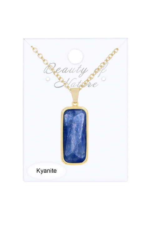 Kyanite Rectangle Pendant Necklace - GF