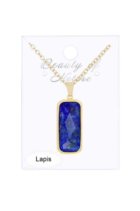 Lapis Rectangle Pendant Necklace - GF