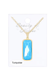 Turquoise Quartz Rectangle Necklace - GF