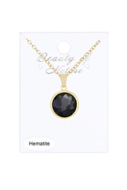 Hematite Round Pendant Necklace - GF