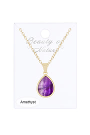 Amethyst Teardrop Pendant Necklace - GF