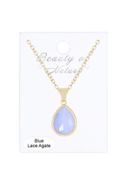 Blue Lace Agate Pendant Necklace - GF