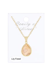 Lily Fossil Teardrop Pendant Necklace - GF