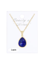 Lapis Teardrop Pendant Necklace - GF