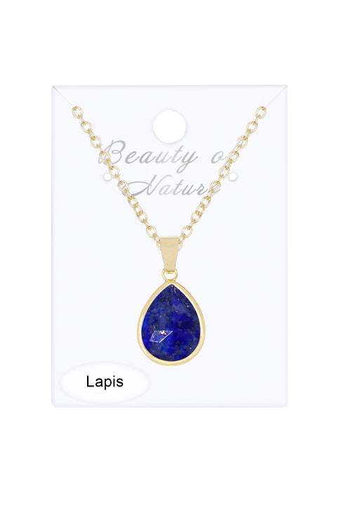 Lapis Teardrop Pendant Necklace - GF