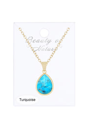 Turquoise Teardrop Pendant Necklace - GF