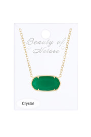 Green Chalcedony Crystal Pendant Necklace - GF