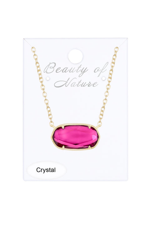 Raspberry Crystal Pendant Necklace - GF