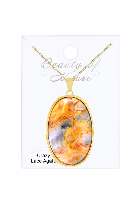 Crazy Lace Agate Cabochon Necklace - GF