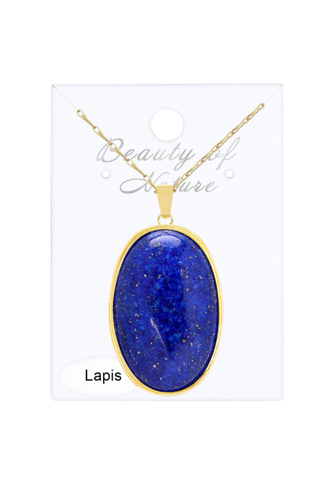 Lapis Cabochon Pendant Necklace - GF