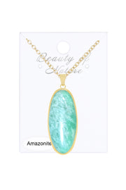 Amazonite Oval Pendant Necklace - GF