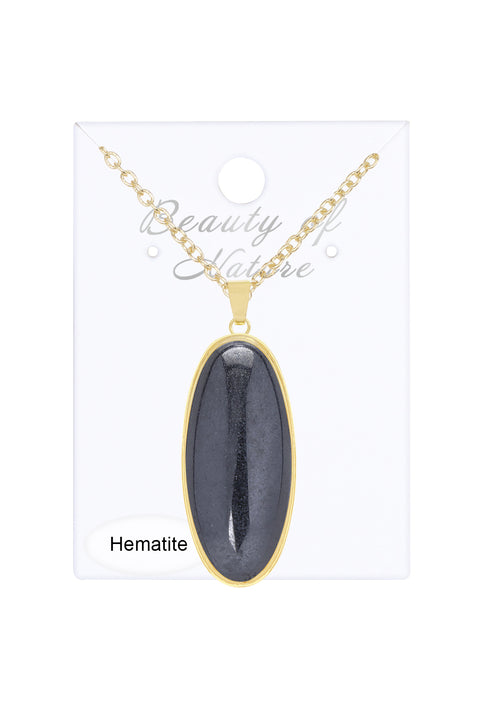 Hematite Oval Pendant Necklace - GF