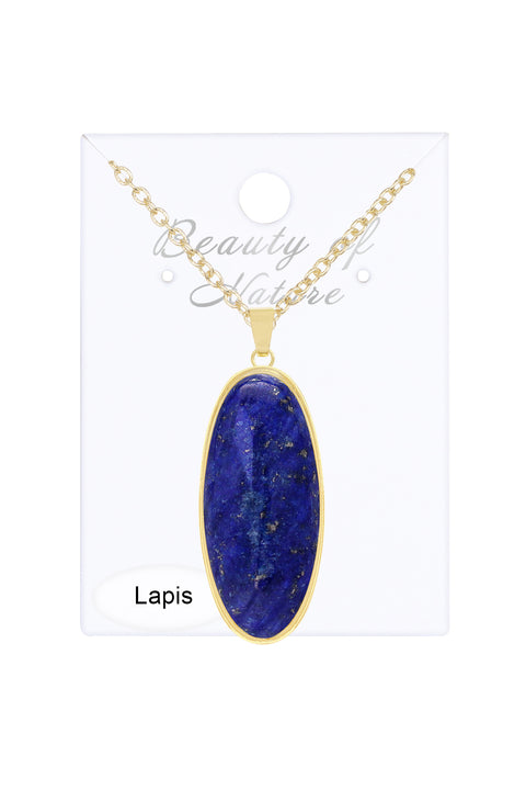 Lapis Oval Pendant Necklace - GF