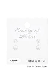 Sterling Silver Hanging Plastic Pearl Ear Studs - SS
