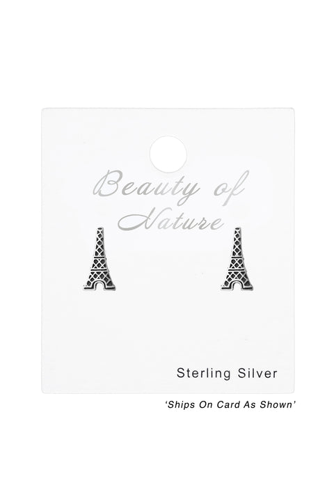 Sterling Silver Eiffel Tower Ear Studs - SS