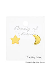Sterling Silver Star and Moon Ear Studs - VM