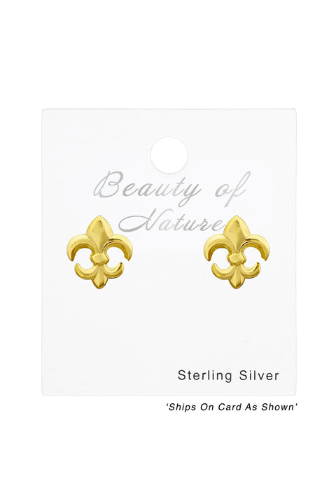 Sterling Silver Fleur De Lis Ear Studs - VM