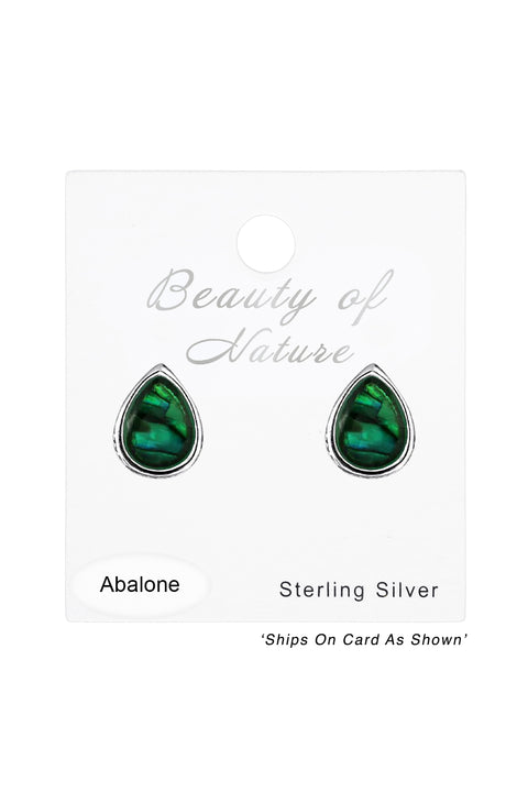 Sterling Silver Pear Ear Studs & Imitation Stone - SS