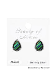 Sterling Silver Pear Ear Studs & Imitation Stone - SS