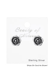 Sterling Silver Rose Ear Studs - SS
