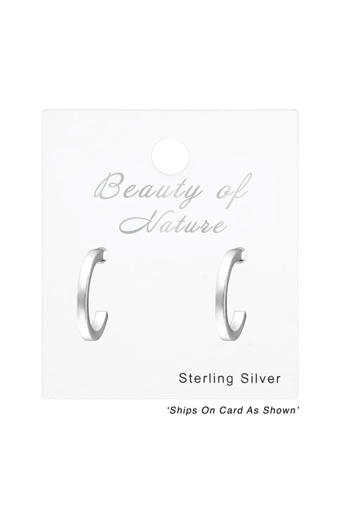 Sterling Silver Half Hoop Ear Studs - SS