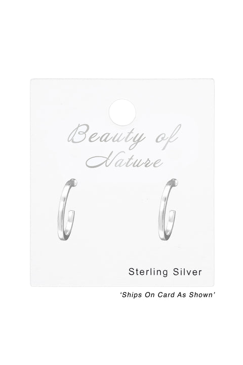 Sterling Silver Half Hoop Ear Studs - SS