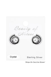 Sterling Silver Spiral Ear Studs With Crystal - SS