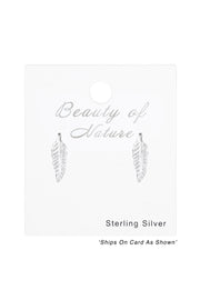 Sterling Silver Feather Ear Studs - SS