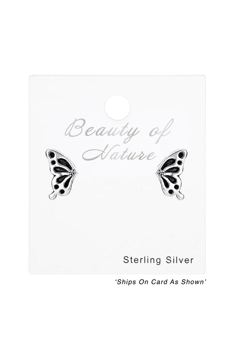 Sterling Silver Butterfly Ear Studs - SS