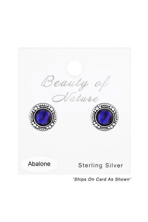 Sterling Silver Antique Ear Studs With Imitation Stone - SS