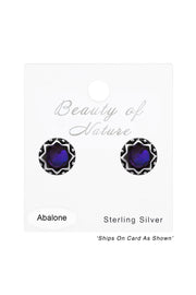 Sterling Silver Round Ear Studs & Imitation Stone - SS