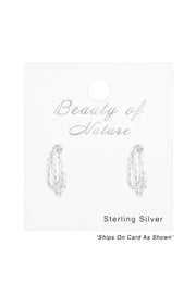 Sterling Silver Twisted Half Hoop Ear Studs - SS