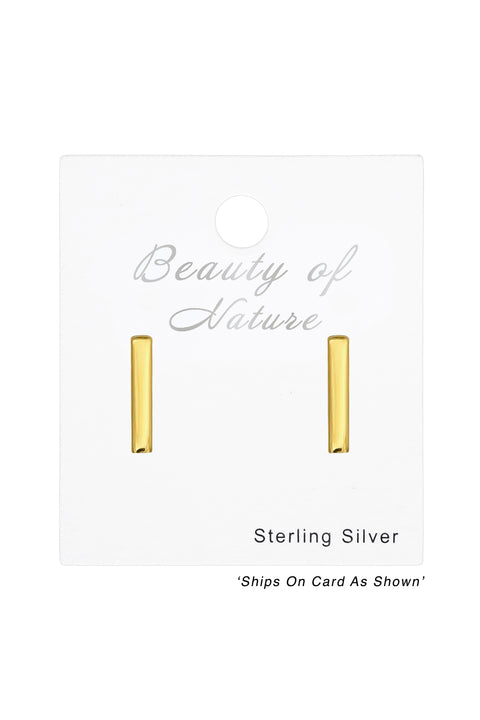 Sterling Silver Bar Ear Studs - VM