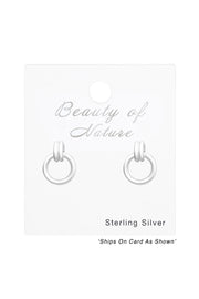 Sterling Silver Hanging Round Ear Studs - SS