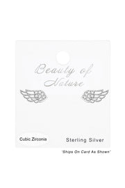 Sterling Silver Wing Ear Studs With Cubic Zirconia - SS