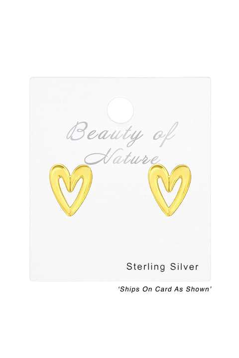 Sterling Silver Heart Ear Studs - VM