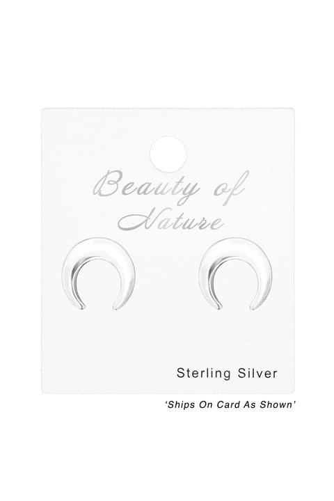 Sterling Silver Moon Ear Studs - SS