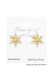 Sterling Silver Snowflake Ear Studs With Cubic Zirconia - VM