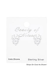 Sterling Silver Deer Ear Studs With Cubic Zirconia - SS