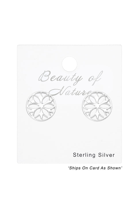 Sterling Silver Flower Ear Studs - SS