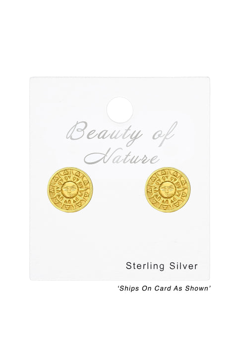 Sterling Silver Sun Ear Studs - VM