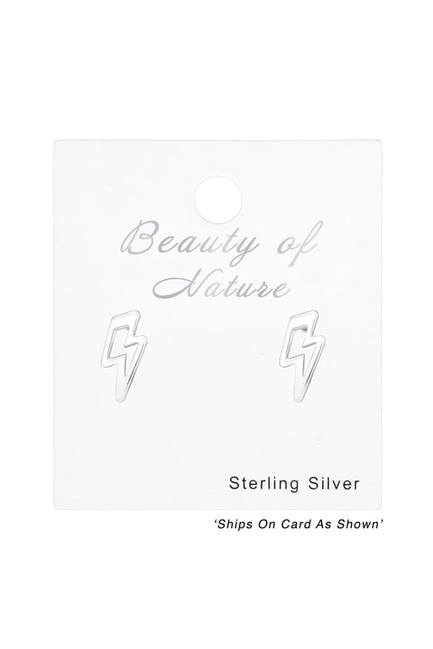 Sterling Silver Thunderbolt Ear Studs - SS