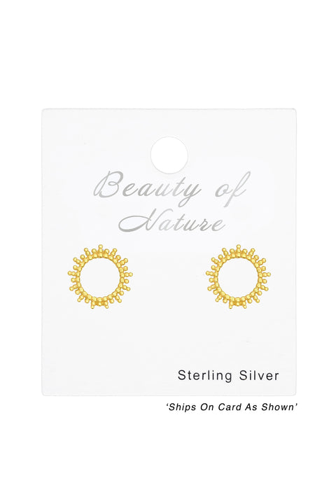 Sterling Silver Sun Ear Studs - VM