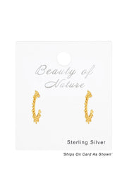 Sterling Silver Half Hoop Sun Rays Ear Studs - VM