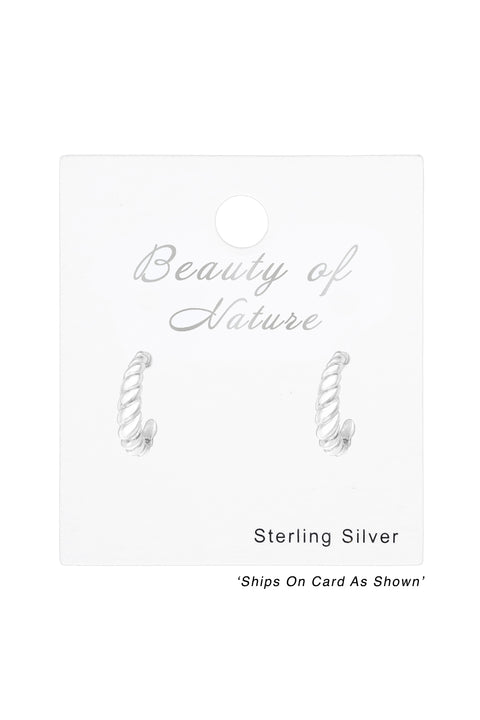 Sterling Silver Half Hoop Ear Studs - SS