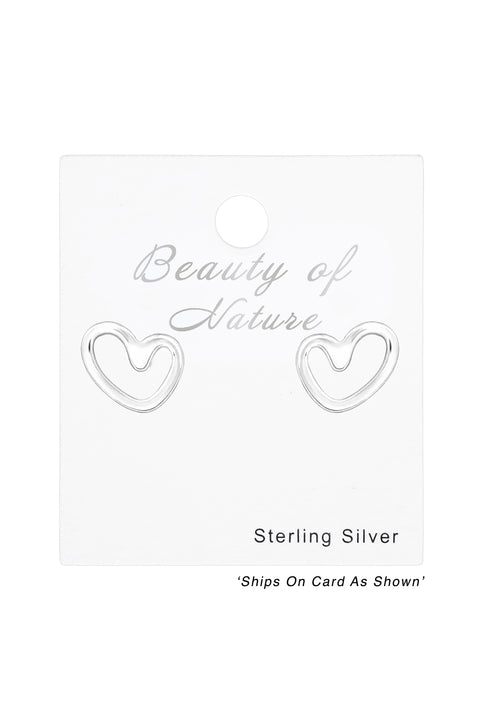 Sterling Silver Heart Ear Studs - SS