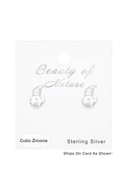 Sterling Silver Snowflake Ear Studs With Cubic Zirconia - SS