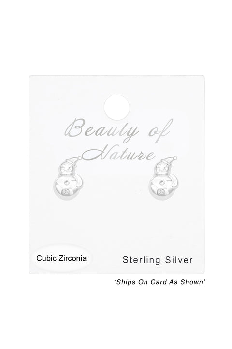 Sterling Silver Snowflake Ear Studs With Cubic Zirconia - SS