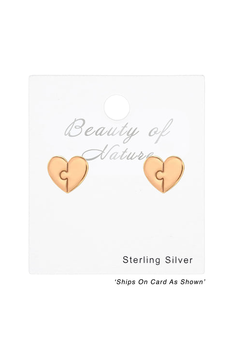 Sterling Silver Heart Ear Studs - RG